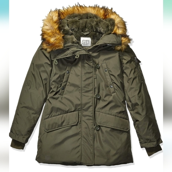 S13 NewYork Jackets & Blazers - Eskimo Midlength Down Parka with Faux Fur Hood